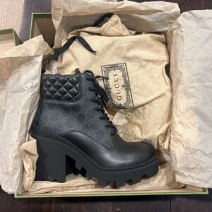 Gucci Black Lace-Up Women's Boots